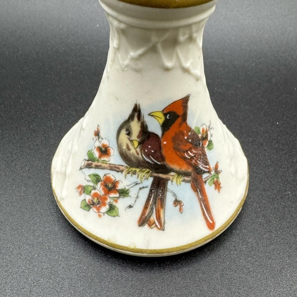 Set of 2 Vintage Bisque Porcelain Cardinal Candle Holders